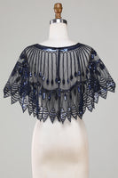 Load image into Gallery viewer, Glitter Black Sequins 1920s Cape with Beading