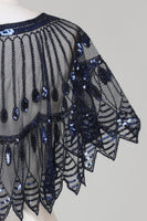 Load image into Gallery viewer, Glitter Black Sequins 1920s Cape with Beading