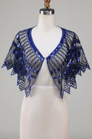 Load image into Gallery viewer, Glitter Black Sequins 1920s Cape with Beading