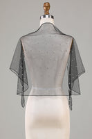 Load image into Gallery viewer, Black Tulle 1920s Cape with Pearls