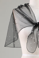 Load image into Gallery viewer, Black Tulle 1920s Cape with Pearls