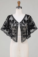 Load image into Gallery viewer, Black Glitter Sequins 1920s Cape