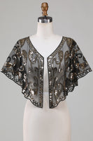 Load image into Gallery viewer, Black Glitter Sequins 1920s Cape