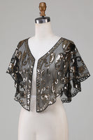 Load image into Gallery viewer, Black Glitter Sequins 1920s Cape