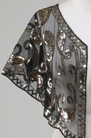 Load image into Gallery viewer, Black Glitter Sequins 1920s Cape