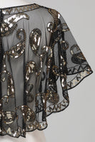 Load image into Gallery viewer, Black Glitter Sequins 1920s Cape