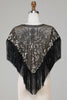 Load image into Gallery viewer, Black Sequins Glitter 1920s Cape with Fringes