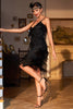 Load image into Gallery viewer, Black Spaghetti Straps Roaring 20s Gatsby Fringed Flapper Dress