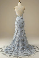 Load image into Gallery viewer, Beaded Backless Spaghetti Straps Prom Dress