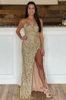 Load image into Gallery viewer, Mermaid Glitter Sequins Sexy Hot Pink Backless Long Prom Dress