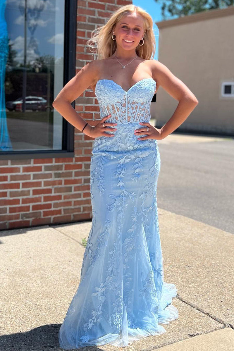 Load image into Gallery viewer, Black Strapless Prom Dress with Appliques
