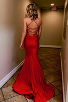 Load image into Gallery viewer, Blue Spaghetti Straps Mermaid Prom Dress