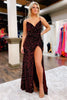 Load image into Gallery viewer, Hot Pink Sequins Glitter Prom Dress with Slit