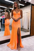 Load image into Gallery viewer, Sparkly Orange Sequins Mermaid Prom Dress