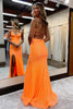 Load image into Gallery viewer, Sparkly Orange Sequins Mermaid Prom Dress