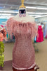Load image into Gallery viewer, Sheath One Shoulder Light Blue Sequins Homecoming Dress with Feather