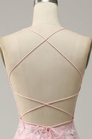 Load image into Gallery viewer, Blue Mermaid Tulle Backless Long Prom Dress with Lace