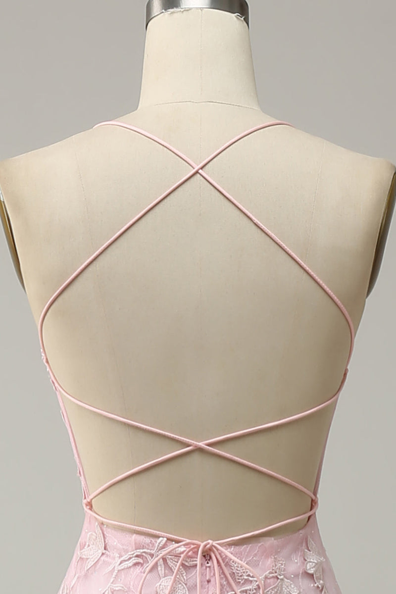 Load image into Gallery viewer, Pink Mermaid Long Prom Dress with Appliques