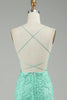Load image into Gallery viewer, Mint Spaghetti Straps Appliques Mermaid Long Prom Dress