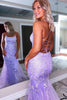 Load image into Gallery viewer, Mint Spaghetti Straps Appliques Mermaid Long Prom Dress