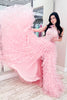 Load image into Gallery viewer, Black One Shoulder Corset Tiered Long Prom Dress with Ruffles