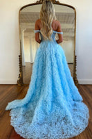 Load image into Gallery viewer, Princess A Line Off the Shoulder Lilac Corset Prom Dress with Ruffles