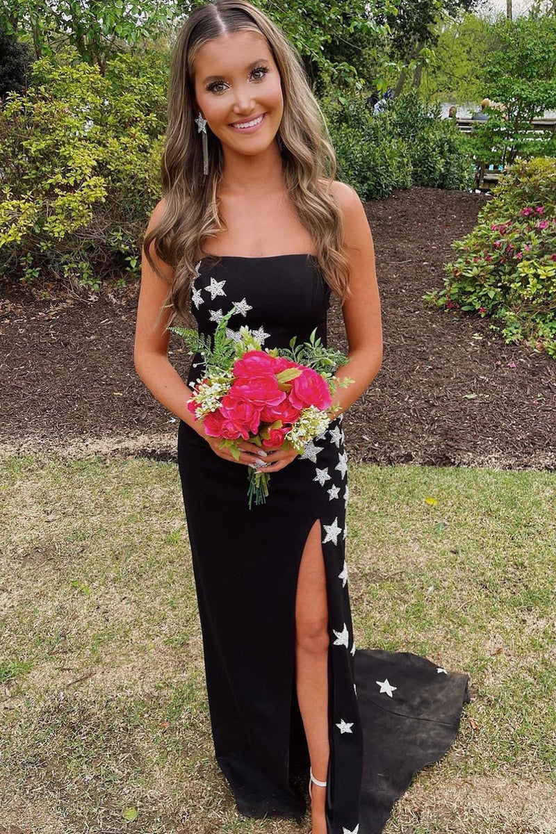 Load image into Gallery viewer, Red Strapless Mermaid Long Prom Dress with Stars