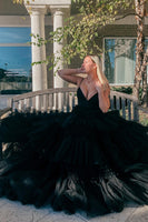 Load image into Gallery viewer, Fuchsia Tulle Spaghetti Straps Long Prom Dress