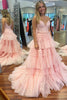 Load image into Gallery viewer, Red Tulle Spaghetti Straps Long Prom Dress
