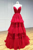Load image into Gallery viewer, Red Tulle Spaghetti Straps Long Prom Dress