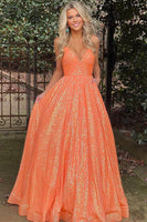 Load image into Gallery viewer, Sparkly Hot Pink Sequins A-Line Long Prom Dress