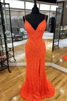 Load image into Gallery viewer, Sparkly Turquoise Mermaid Sequins Long Prom Dress with Fringes