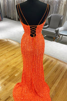 Load image into Gallery viewer, Sparkly Turquoise Mermaid Sequins Long Prom Dress with Fringes