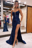 Load image into Gallery viewer, Red Spaghetti Straps Appliques Prom Dress with Slit