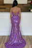Load image into Gallery viewer, Red Spaghetti Straps Appliques Prom Dress with Slit