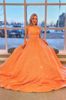 Load image into Gallery viewer, Sparkly Pink One Shoulder A Line Sequins Prom Dress