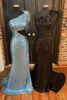 Load image into Gallery viewer, Mermaid One Shoulder Cut Out Black Sequins Long Prom Dress