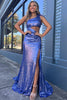 Load image into Gallery viewer, Mermaid One Shoulder Cut Out Black Sequins Long Prom Dress