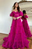 Load image into Gallery viewer, A Line Off the Shoulder Pink Tulle Corset Prom Dress with Bowknot