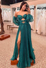 Load image into Gallery viewer, Blue Detachable Sleeves Cut-Out Long Prom Dress with Beading