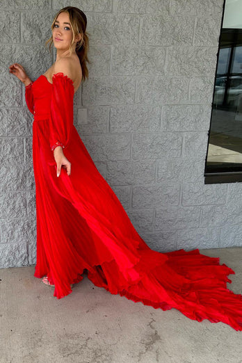 Blue Detachable Sleeves Cut-Out Long Prom Dress with Beading