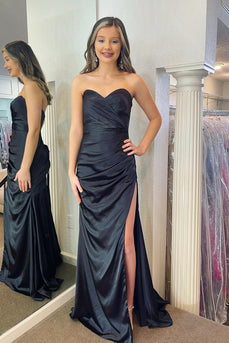 Plus Size Mermaid Black Long Prom Dress with Feathers