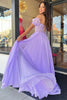 Load image into Gallery viewer, Lilac Corset A-Line Sweetheart Long Chiffon Prom Dress with Slit