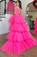 Load image into Gallery viewer, Blue High Low Homecoming Prom Dress with Lace