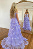 Load image into Gallery viewer, Sparkly Black Off The Shoulder Tiered Corset Prom Dress