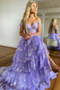 Load image into Gallery viewer, Sparkly Black Off The Shoulder Tiered Corset Prom Dress