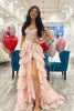 Load image into Gallery viewer, Pink Off The Shoulder Tiered Prom Dress
