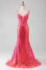 Load image into Gallery viewer, Sparkly Mermaid Fuchsia Prom Dress with Sequins