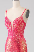 Load image into Gallery viewer, Sparkly Mermaid Fuchsia Prom Dress with Sequins