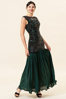 Load image into Gallery viewer, Dark Green Sheath Long Formal Dress with Sequins